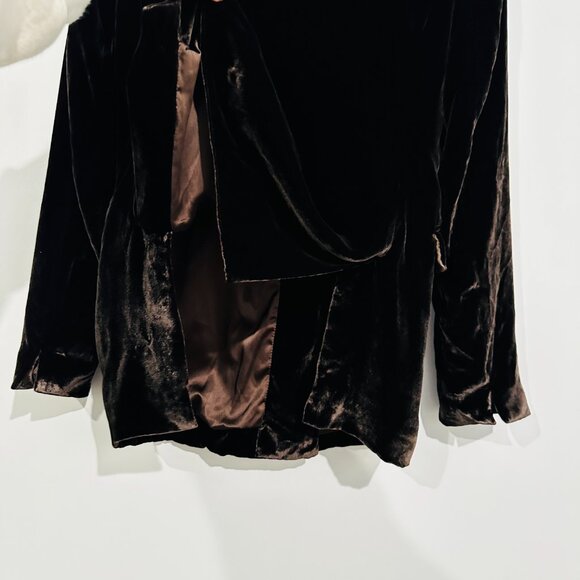 Sleeping with Jacques Jane Bond Brown Velvet Co-ord Set US4 Pants & Blazer Silk - Picture 9 of 16